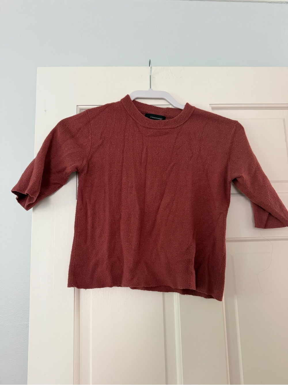 Atmosphere Short-Sleeve Crewneck Knit Top - Mauve